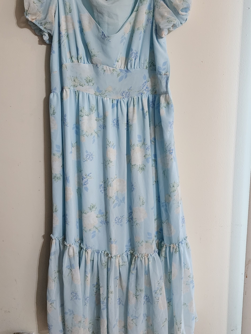 LoveShackFancy x Target Light Blue Floral Chiffon Midi Dress Size 12